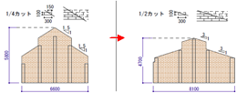 5 屋根勾配を緩やかにしてブロック壁の高さ低下